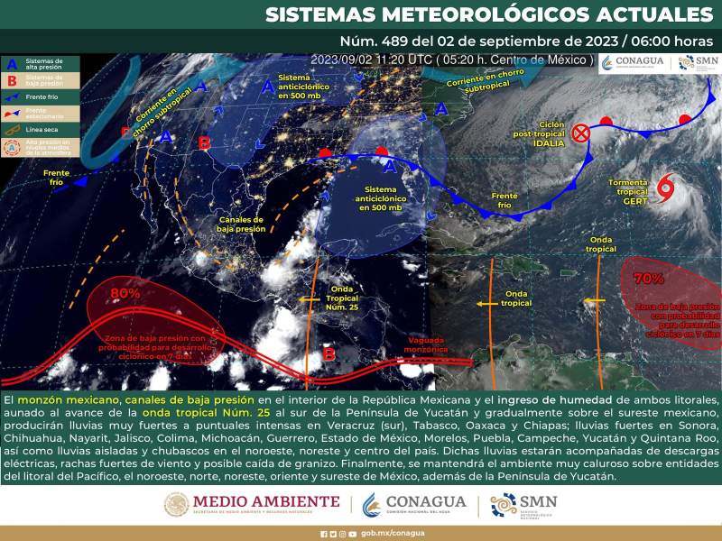 Onda tropical número 25 dejará lluvias tormentas y rachas de viento en