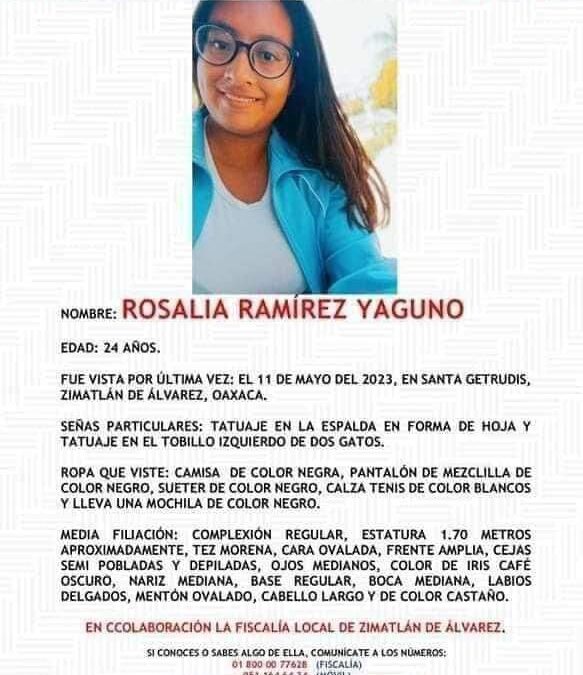 Confirman que cuerpo hallado en Santa Gertrudis Zomatlán es de Rosalia Ramírez Yaguno