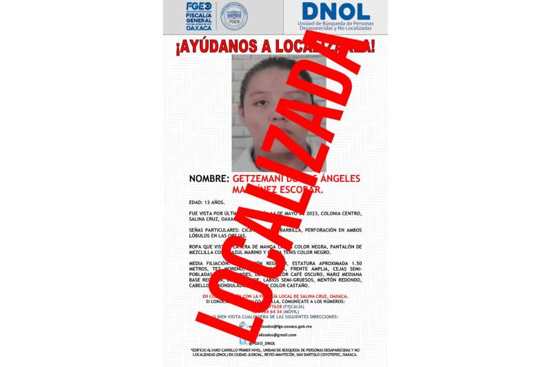 Encuentran en la capital oaxaqueña, a adolescente reportada con No Localizada en el Istmo