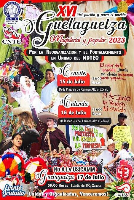 Anuncia Sección 22 actividades para su Guelaguetza Popular