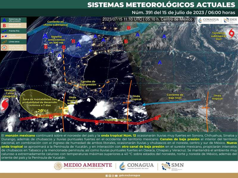 Continuarán las lluvias, tormentas y actividad eléctrica para esta tarde en el estado