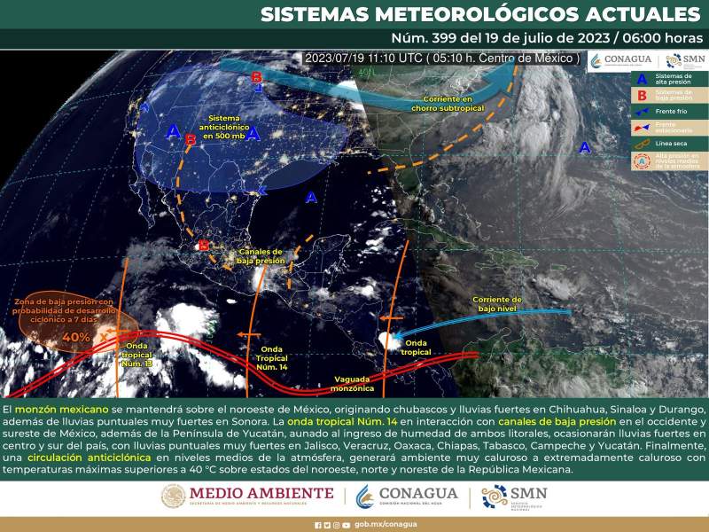 Llegará Onda tropical número 14 a tierras oaxaqueñas la tarde de este miércoles