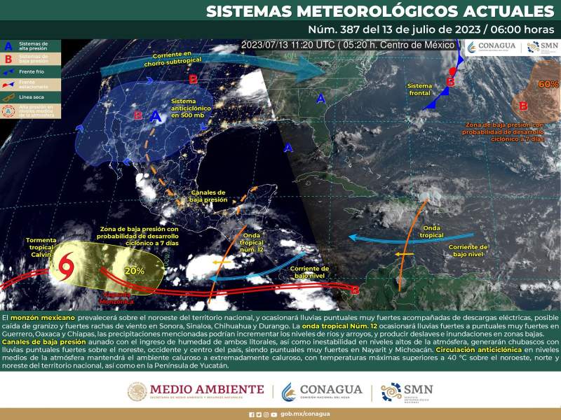 Onda tropical número 12 se acerca al estado, dejará lluvias, actividad eléctrica y rachas de viento