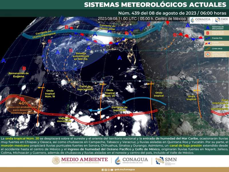 Onda tropical número 20 llegará a tierras oaxaqueñas la tarde de este martes