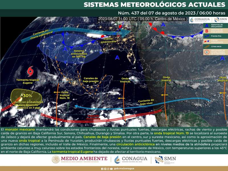 Se espera reducción de lluvias para todo el estado durante la tarde de este lunes