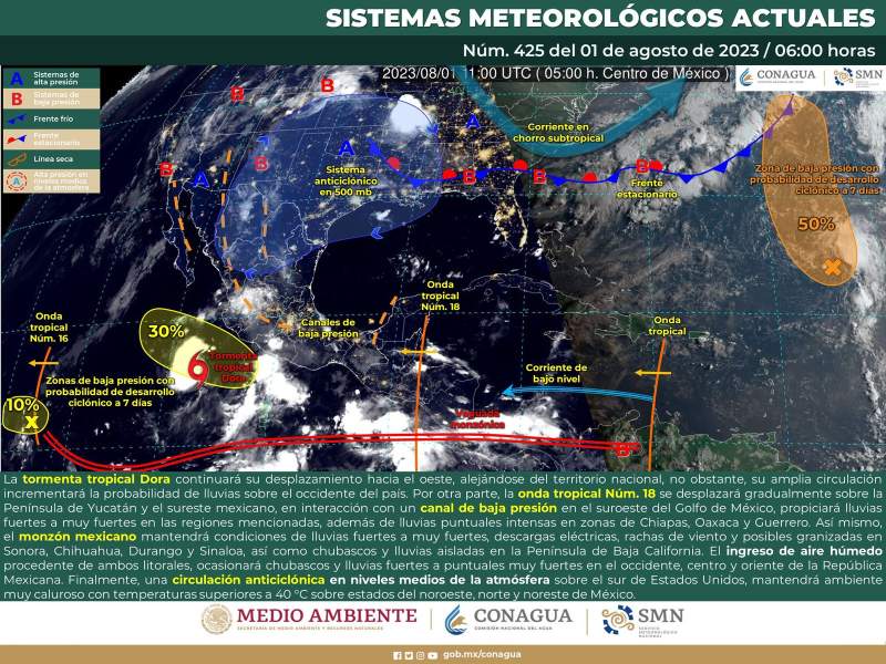 Se esperan lluvias moderadas, tormentas, vientos y chubascos en Oaxaca