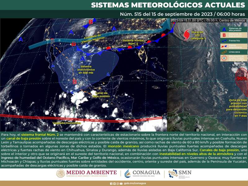 Continuarán lluvias ligeras y moderadas en la entidad para este viernes