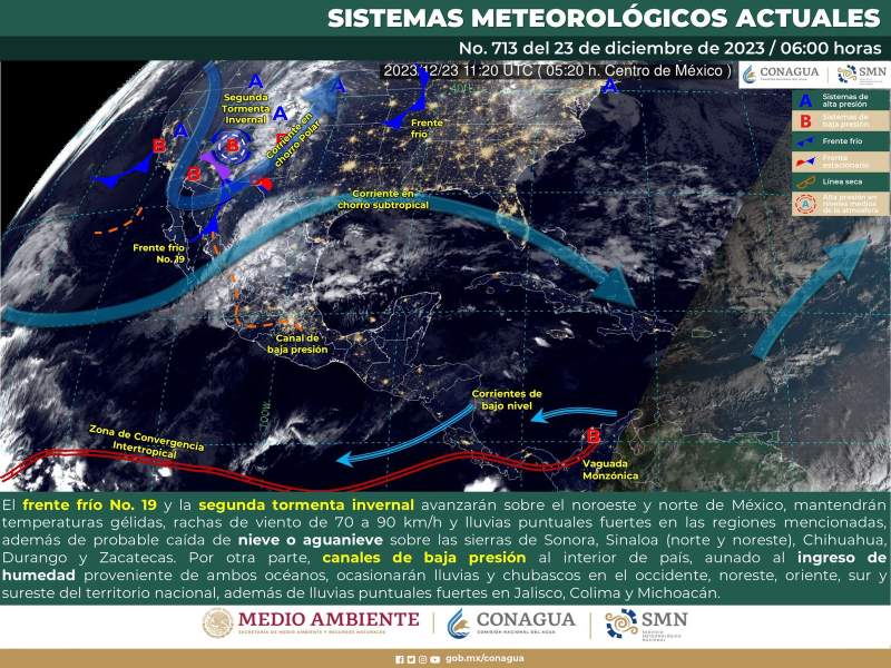 Se esperan temperaturas bajas, vientos moderados y lluvias escasas para este día: Protección Civil