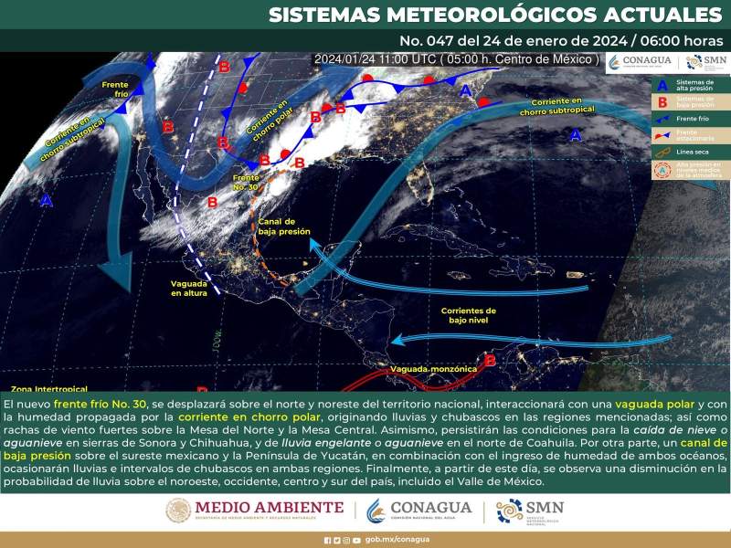 Pronostican baja probabilidad de lluvias y ambiente fresco para este miércoles