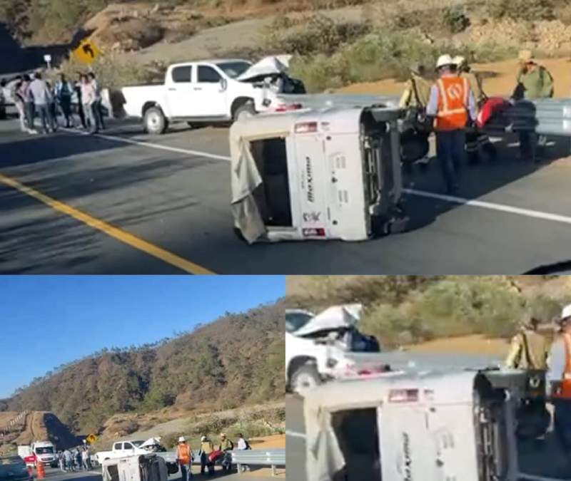 Mototaxista incumple y se accidenta en autopista Oaxaca – Costa; compañeros con bloqueo, piden seguir transitando