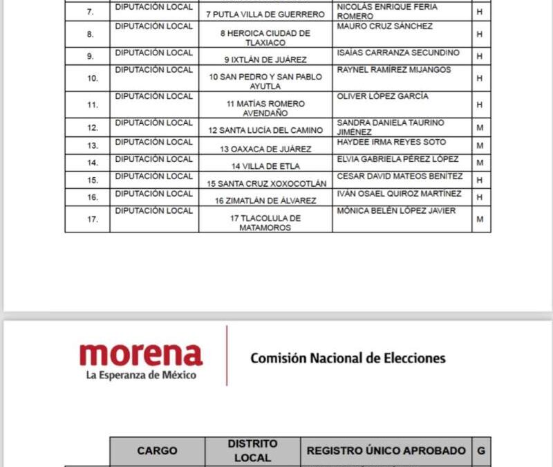 Esta es la lista de Morena a diputados locales