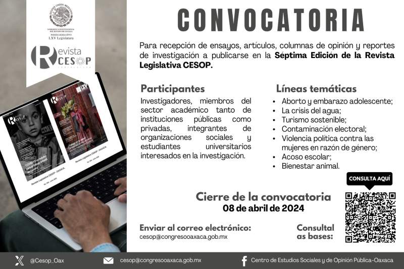 Abren convocatoria para recepción de artículos para revista legislativa