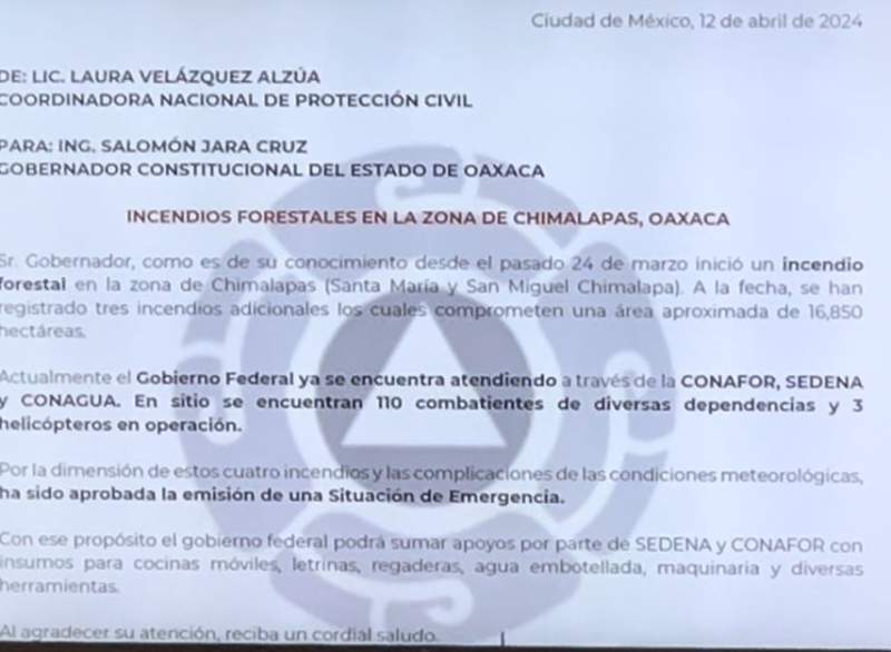 Aprueba el gobierno federal la emisión de Situación de Emergencia ante incendio en Chimalapas
