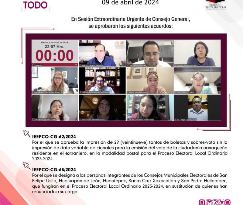 Aprueba IEEPCO impresión de boletas y sobres-voto para residentes en el extranjero