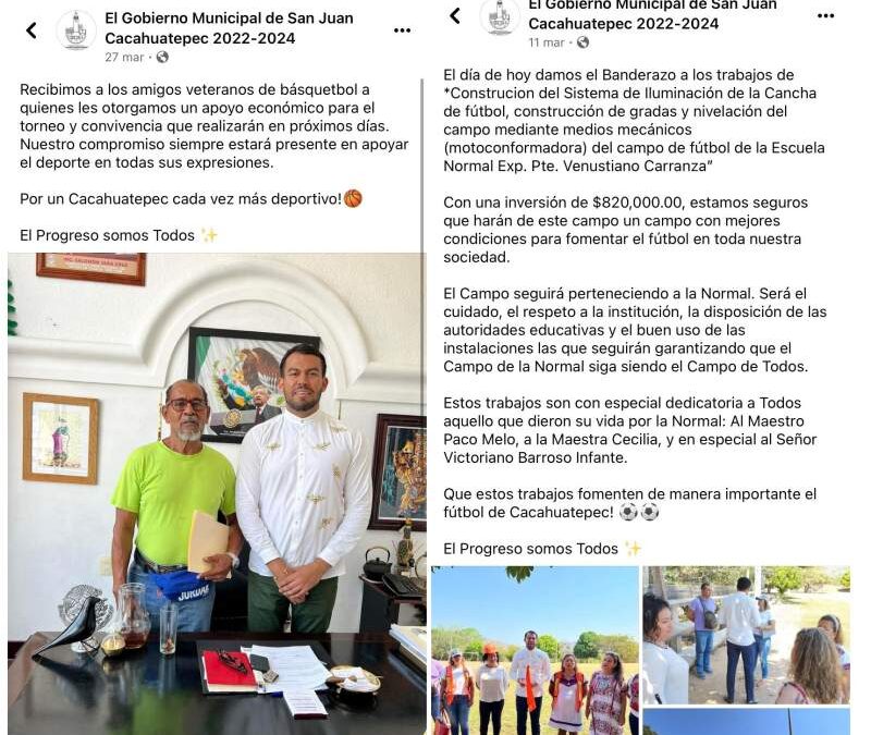 Denuncian a edil de San Juan Cacahuatepec de hacer campaña estando en el cargo