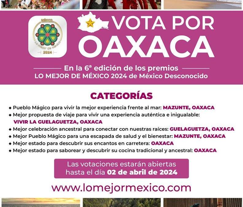 Últimas horas para votar por Oaxaca en Lo Mejor de México 2024