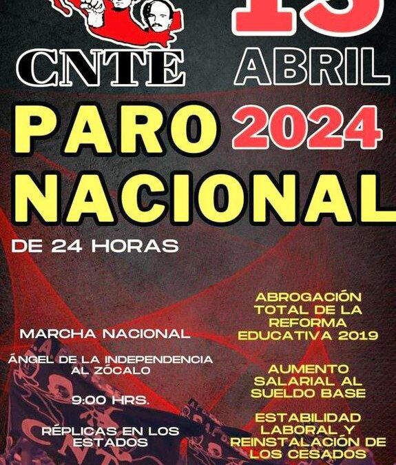 Sección 22 prepara paro de labores el próximo 15 de abril