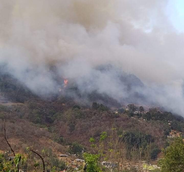 Atienden a dos personas por quemadura en incendio de la Sierra de Juárez