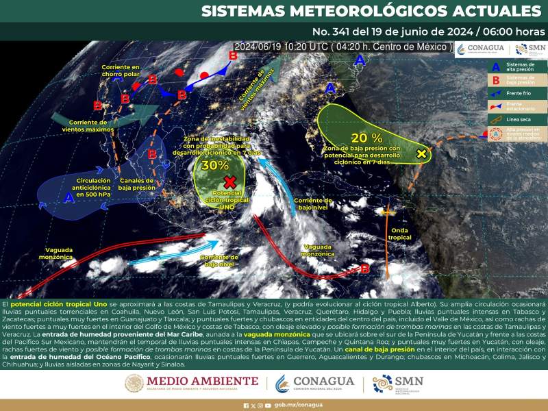 Se prevén lluvias fuertes durante la tarde noche de este miércoles en Oaxaca