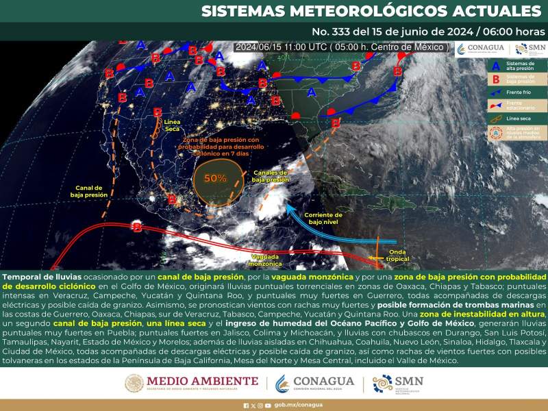 Se pronostica temporal lluvioso sobre territorio oaxaqueño