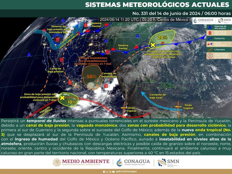 Se pronostican lluvias fuertes durante los próximos cinco días en Oaxaca