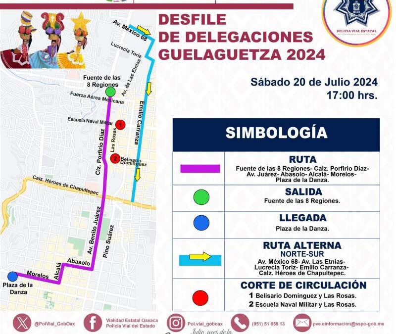 Activará Policía Vial dispositivo durante primer Desfile de Delegaciones de la Guelaguetza 2024