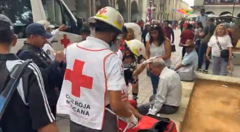 Dos personas lesionadas dejan caída de rama en el zócalo