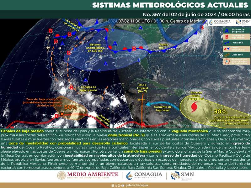 Este martes se pronostican altas precipitaciones en diversas regiones de Oaxaca