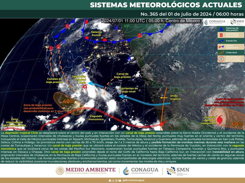 Lluvias fuertes e intensas para este inicio de semana en Oaxaca: Protección Civil