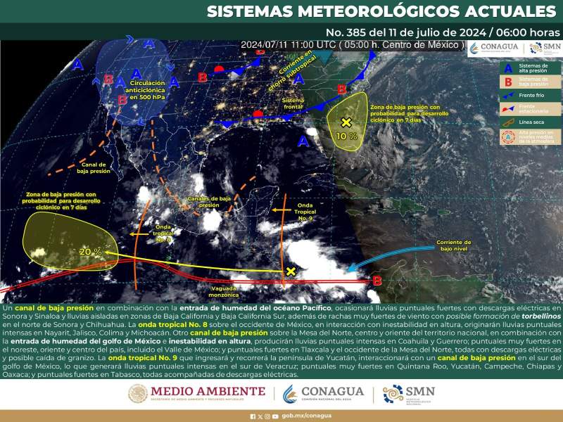 Onda tropical número 9 mantendrá lluvias y condiciones inestables en gran parte de Oaxaca