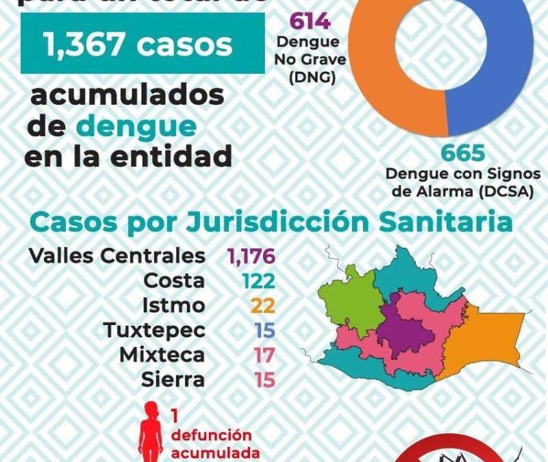 Reporta Oaxaca mil 375 casos acumulados de dengue y una defunción