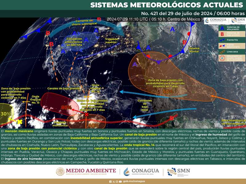 Se prevén lluvias en diferentes puntos de Oaxaca para este lunes