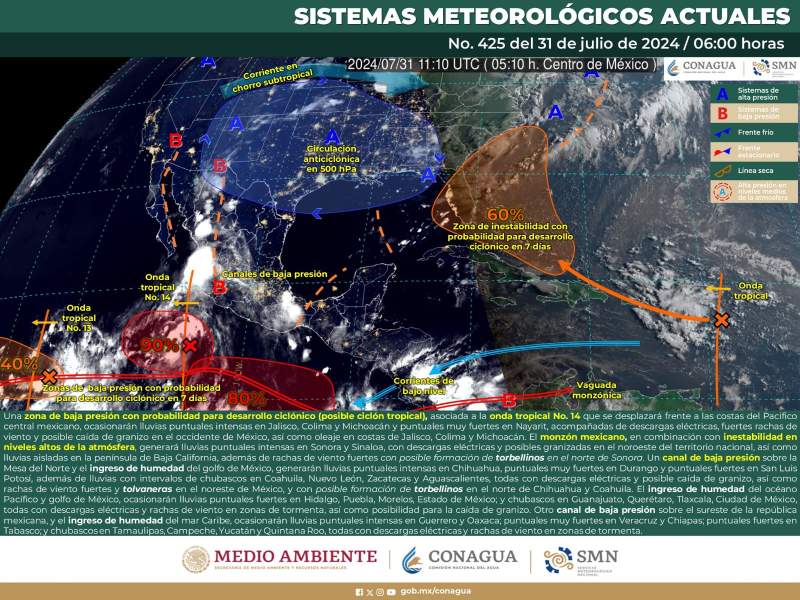 Se prevén tormentas locales durante la tarde-noche de este miércoles en Oaxaca