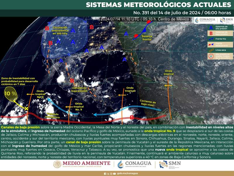 Chubascos y tormentas dispersas para este domingo: Protección Civil