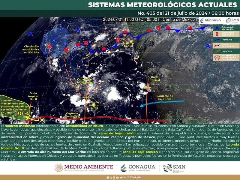 Continuarán las lluvias en territorio oaxaqueño para este domingo