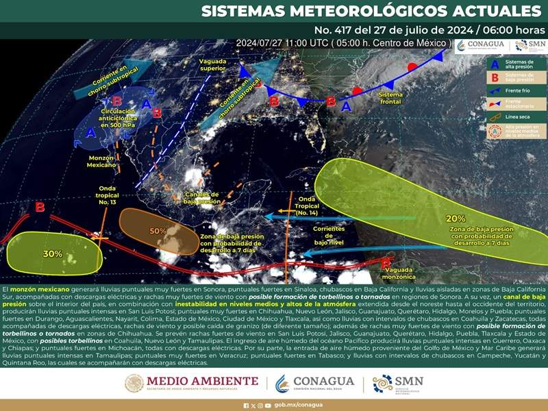 Continuarán las lluvias este sábado en Oaxaca