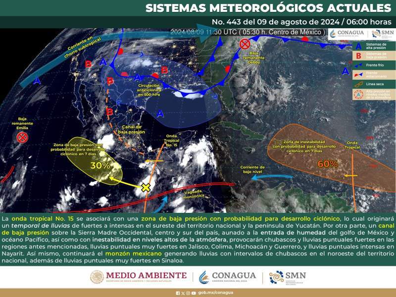 Onda tropical número 15 generará temporal lluvioso en Oaxaca