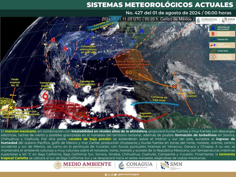 Pronostican lluvias de intensidad variable en la mayor parte de Oaxaca