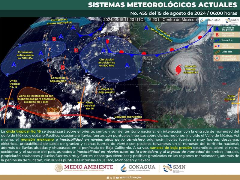 Pronostican lluvias ligeras en gran parte de Oaxaca para este jueves