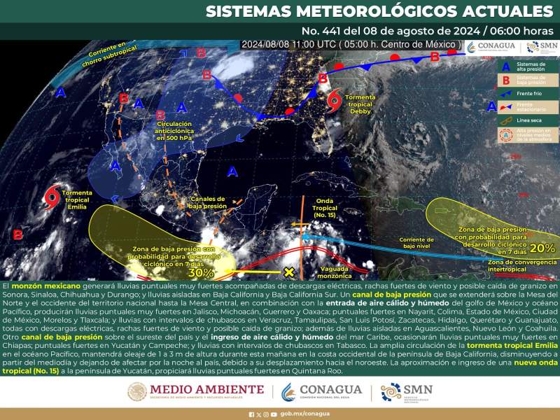 Se esperan tormentas aisladas durante la tarde-noche de este jueves en Oaxaca