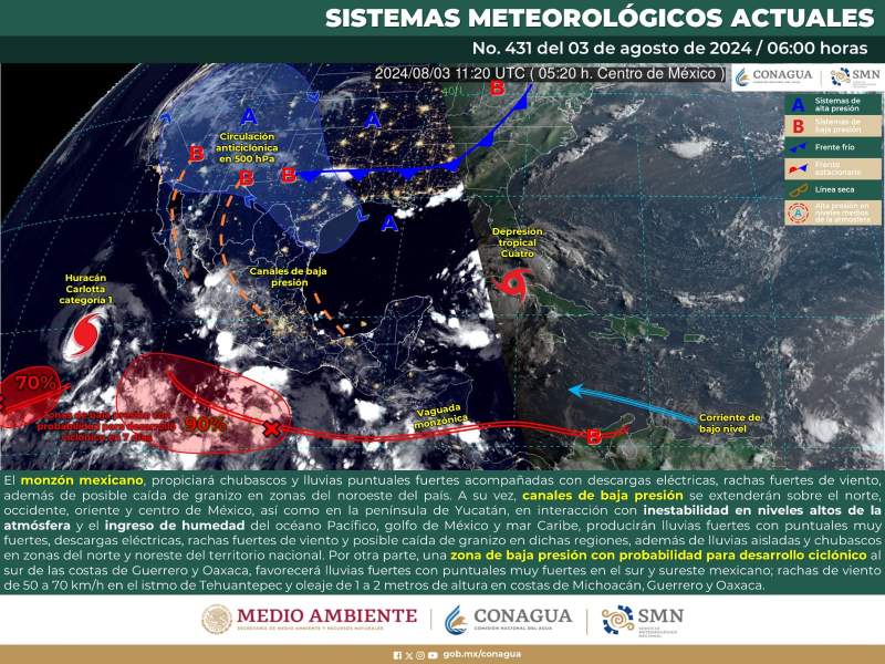 Se prevén lluvias para la tarde de este sábado en Oaxaca