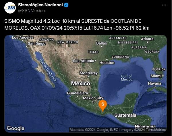 Sin afectaciones tras sismo percibido en Valles Centrales