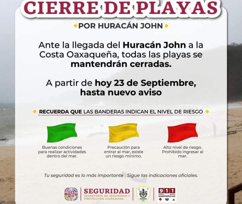 Cierran todas las playas de Oaxaca por el Huracán John