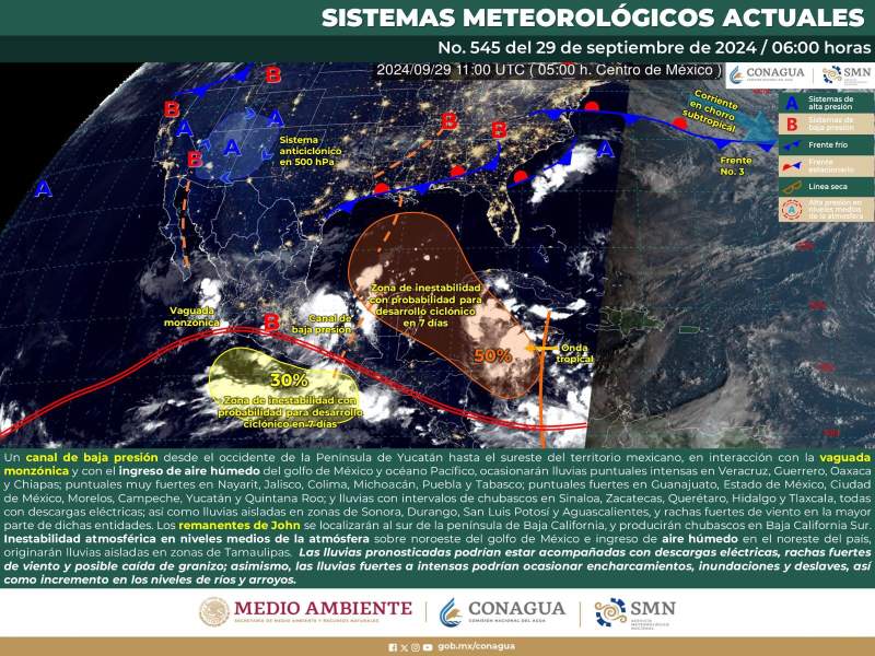 Este domingo pronostican lluvias de intensidad variable en Oaxaca