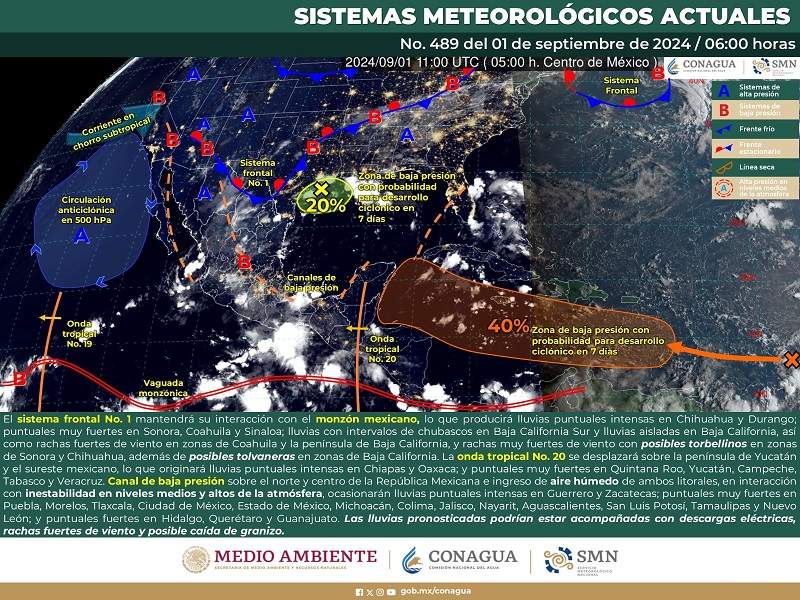 Continuarán las lluvias por onda tropical número 20