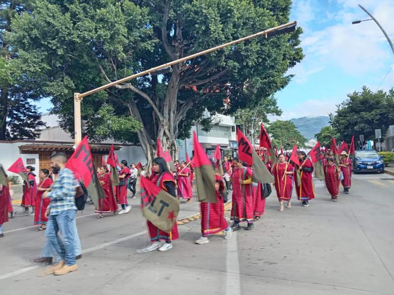 Con una marcha; MULT piden garantías de paz en la región Triqui de Oaxaca