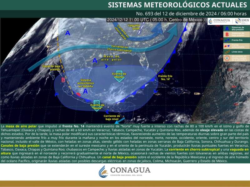 Este jueves continuará evento de norte y bajas temperaturas en Oaxaca