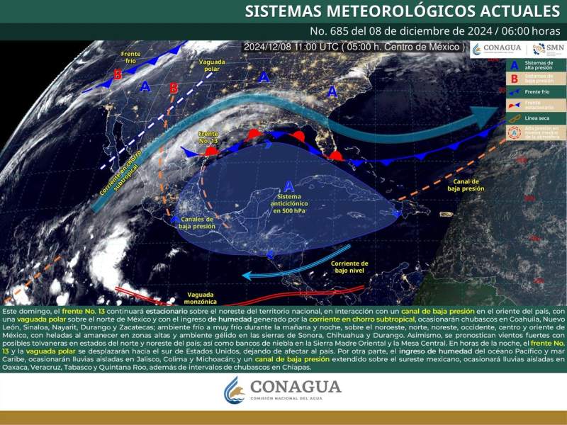 Frente frío número 13 dejará de afectar al país durante este domingo