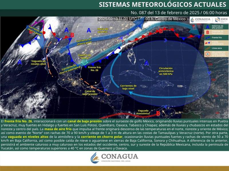 Frente frío número 26 reactivará sistema invernal en Oaxaca