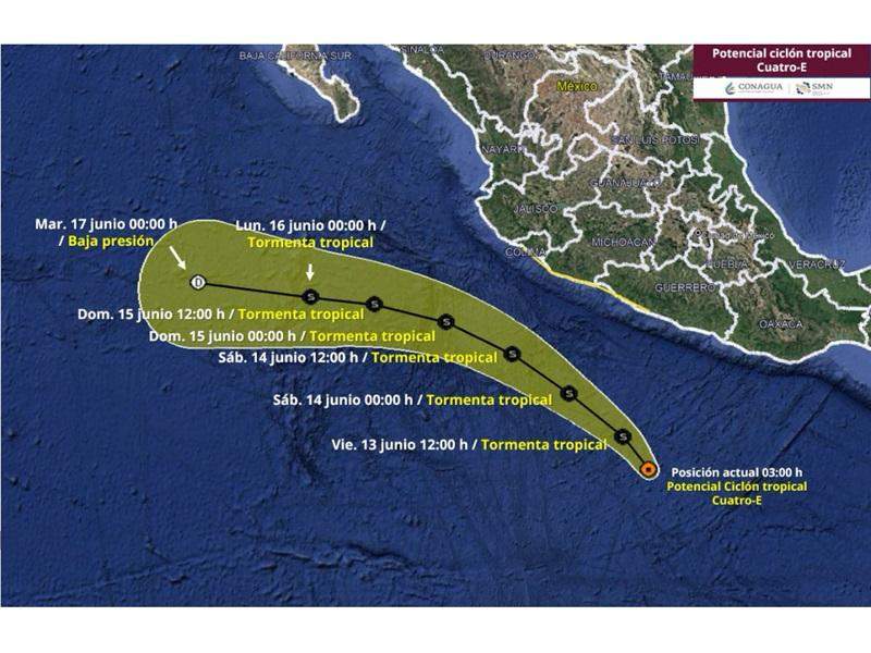 Emite Protección Civil recomendaciones por potencial ciclón tropical Cuatro – E